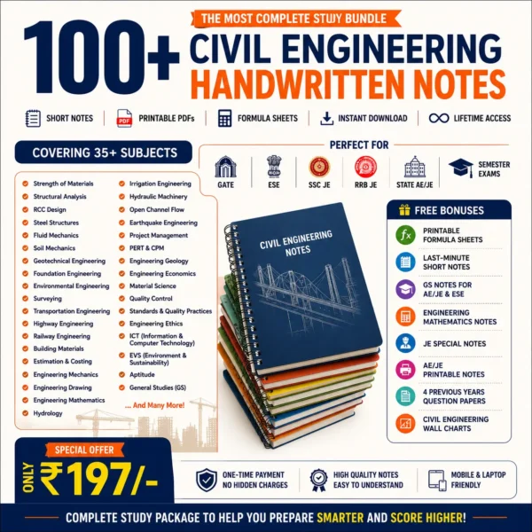 100+ Civil Engineering Subject’s Handwritten Notes