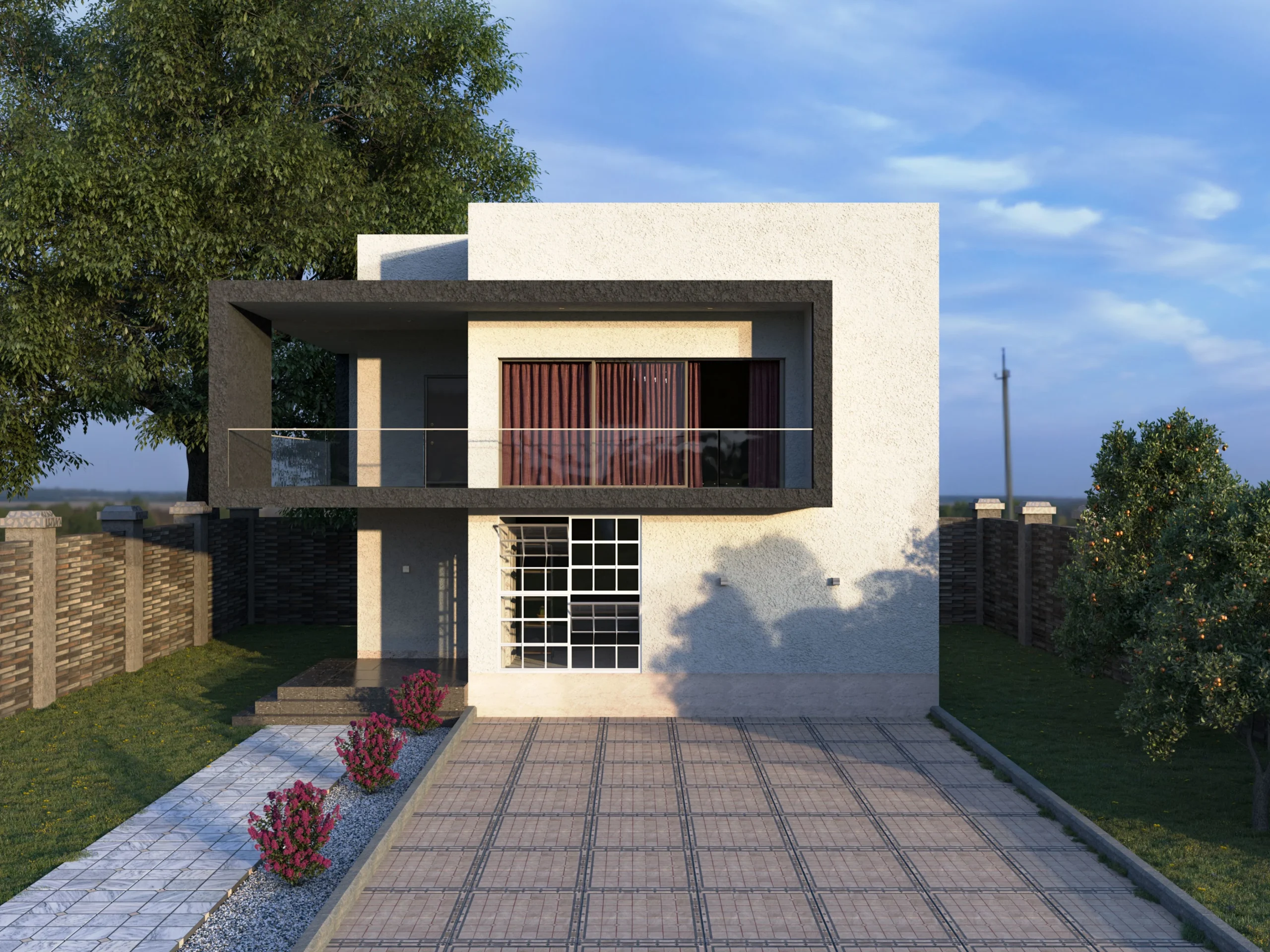 Rendered modern interior living space