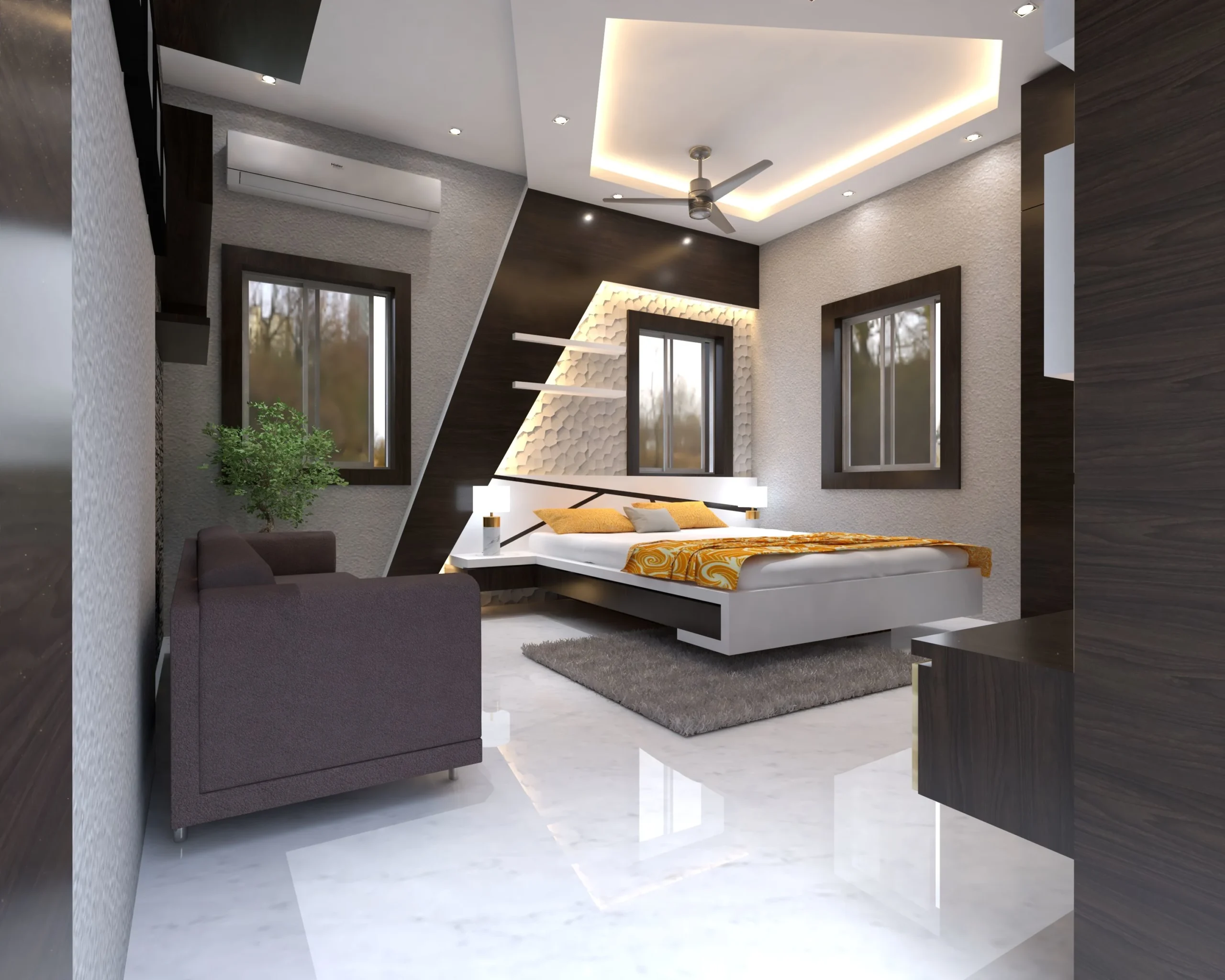 Rendered interior design detail